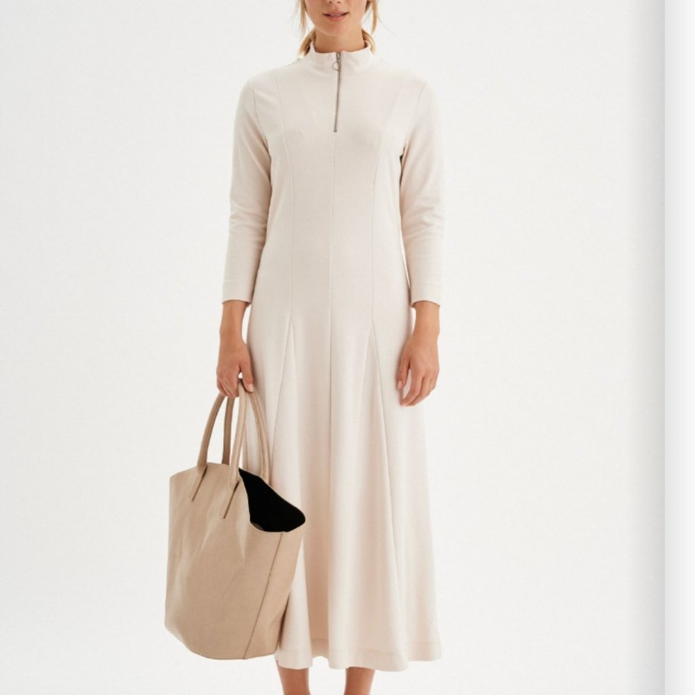 InWear Veer Porcelain Mock-Neck Quarter-Zip Long-Sleeve Dress